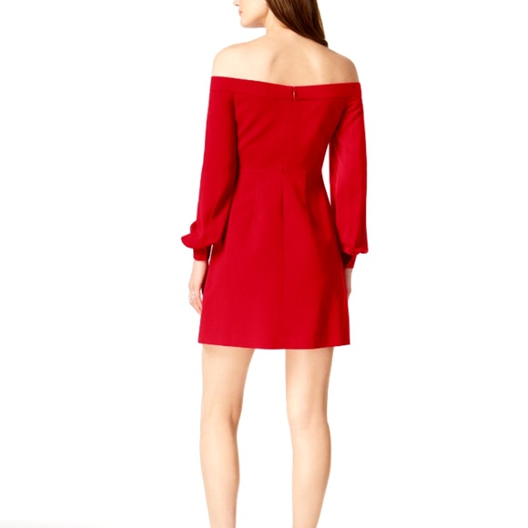 Jill Stuart Off-The-Shoulder A-Line Dress - Red - Picture 2 of 2